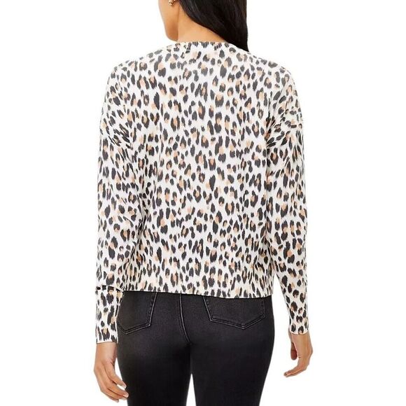 LOFT Leopard Print V-Neck Cardigan Sweater Women Color Cream/Gray Size Small - Picture 2 of 9